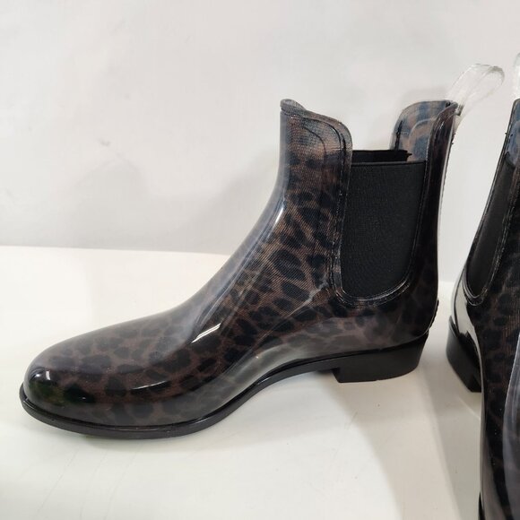 Sam Edelman Tinsley Rain Boot Leopard Clear Shiny Womens US Size 8 Unworn w/ Box - Picture 4 of 12